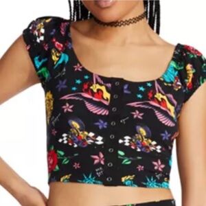 Betsey Johnson vintage tattoo print crop top, new with tag, size small